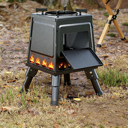 Poêle à Bois Pliant Vacclo – Acier Carbone, Multicarburant, Sac de Transport Inclus, Camping Randonnée