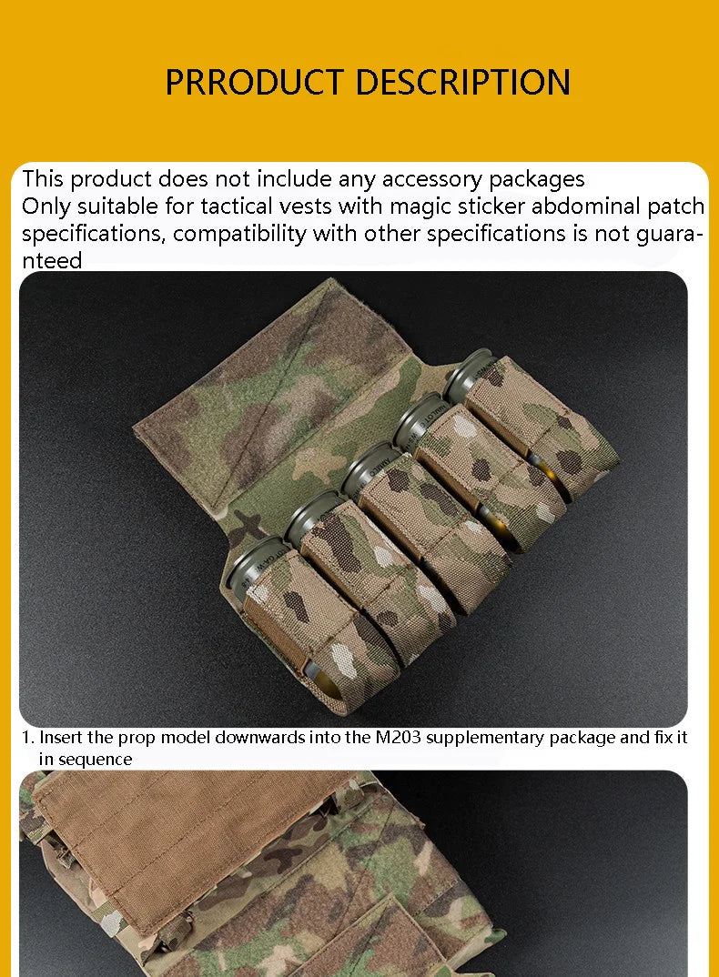 Pochette pour Grenades M203 – Porte-Grenades 5 Éléments 40MM – Accessoire pour Gilet Tactique Micro, Veste de Combat et Transporteur de Plaque - BLACKBEARD OUTDOOR INDUSTRIES