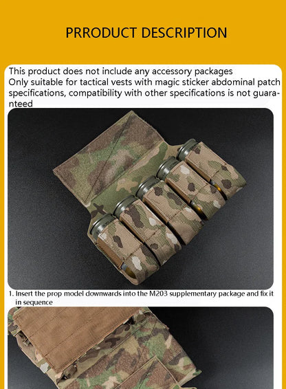 Pochette pour Grenades M203 – Porte-Grenades 5 Éléments 40MM – Accessoire pour Gilet Tactique Micro, Veste de Combat et Transporteur de Plaque - BLACKBEARD OUTDOOR INDUSTRIES