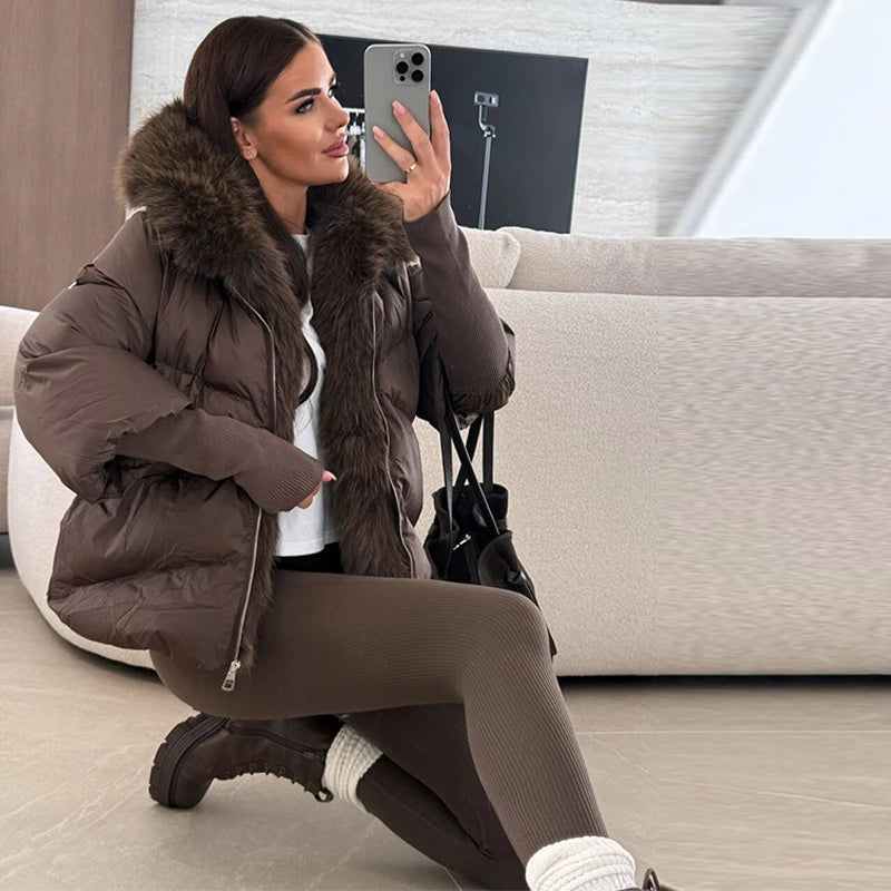 Manteau d’hiver femme à capuche et taille ajustable