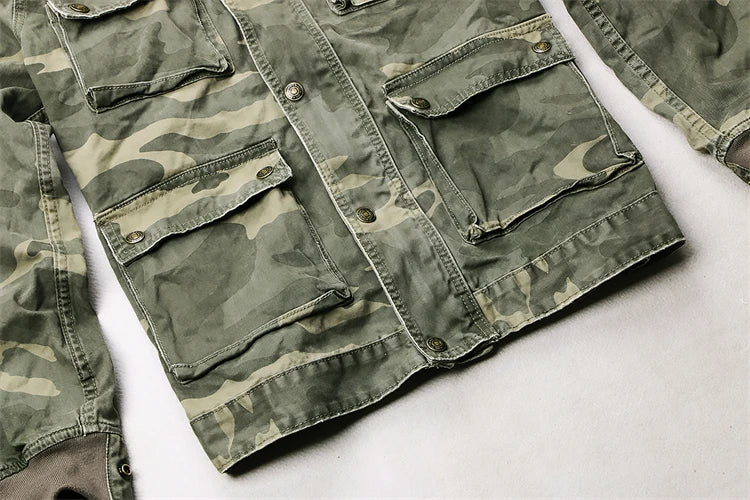 Casual Camouflage Cargo Jacket Mens Cotton Multi Pocket Tactical Coats Stand Collar Fashion Vintage Autumn Bomber Outwear BLACKBEARD OUTDOOR INDUSTRIES