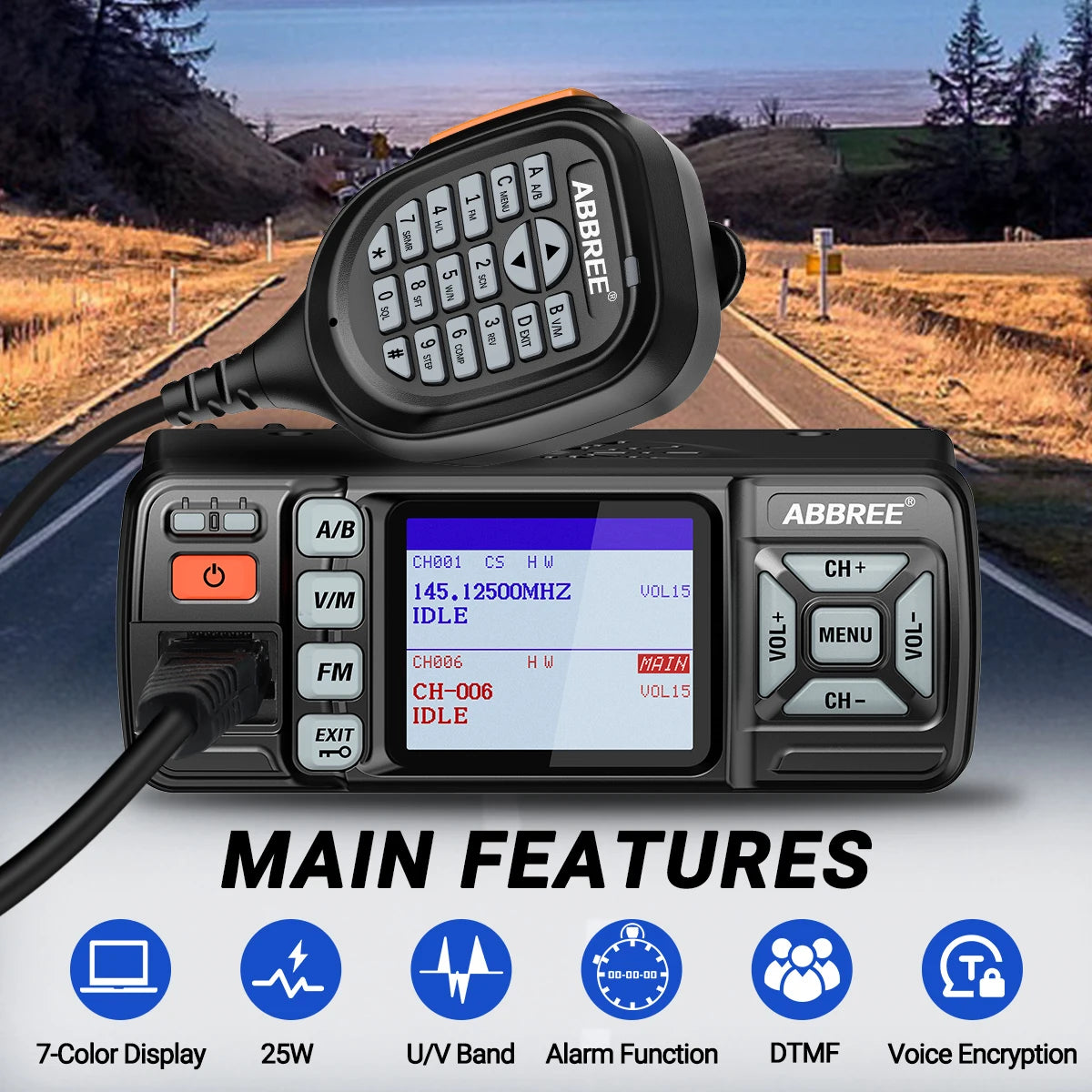 ABBREE AR-318 / AR-218 – Radio Mobile Portable VHF/UHF Double Bande 25W 128 Canaux - BLACKBEARD OUTDOOR INDUSTRIES