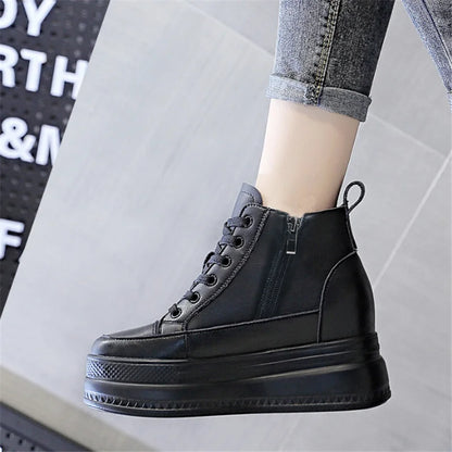 Bottines compensées femme noires à semelle épaisse