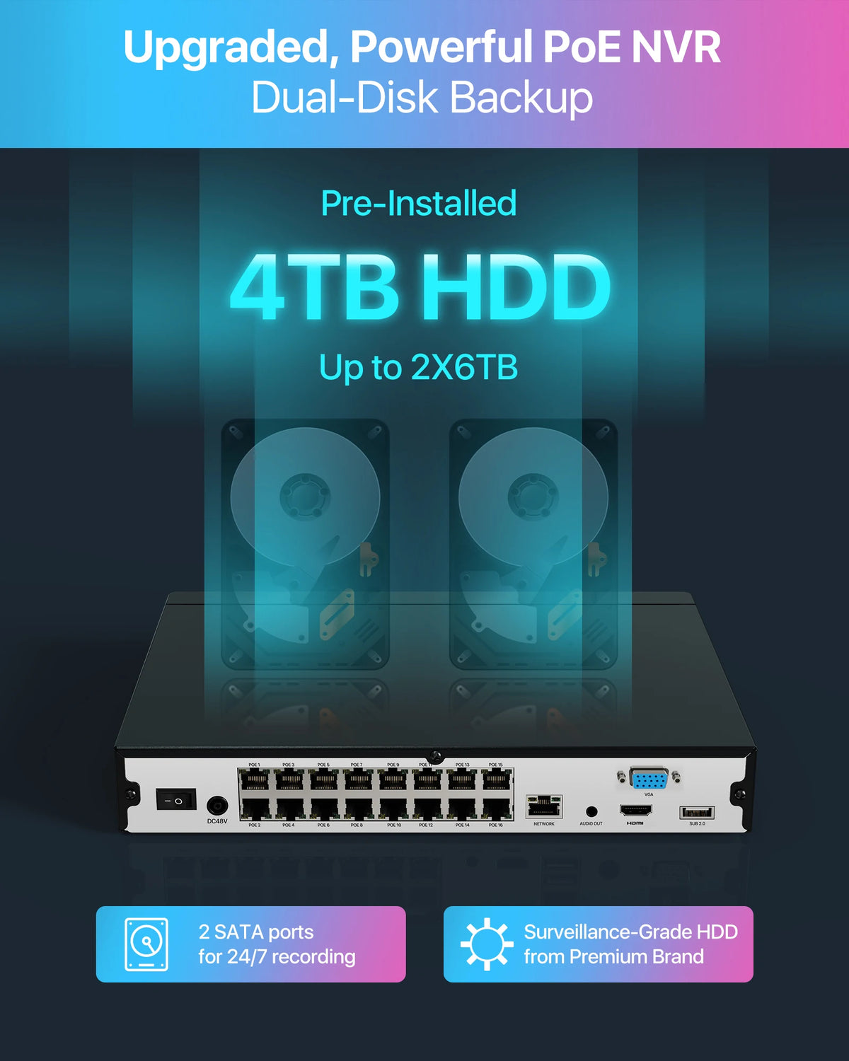 Kit vidéosurveillance ZOSI PoE 4K 8 MP avec NVR 4 To