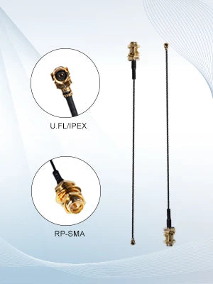 Antenne WiFi 2 x 8dBi Dual Band 2.4GHz 5.8GHz avec 2 x 15CM Câble Pigtail I-P-E-X-1 à RP-SMA Femelle pour Routeur Sans Fil - BLACKBEARD OUTDOOR INDUSTRIES