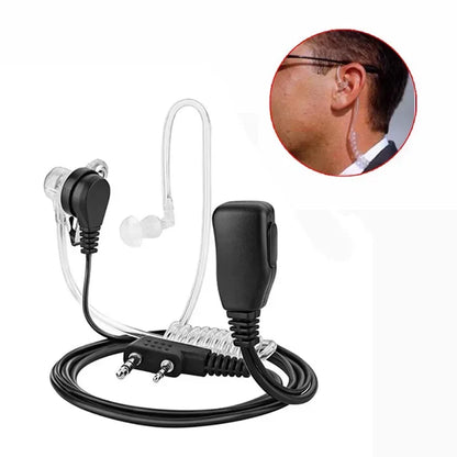 Oreillette Tactique 2 Pin PTT avec Tube Acoustique – Compatible Kenwood, Baofeng UV-5R, BF-888S