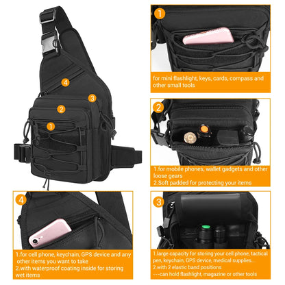 Sacoche holster discrète bandoulière en nylon 1000D