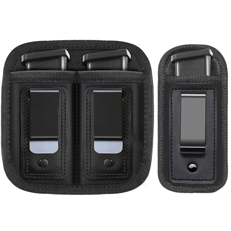 Pochette Porte-Chargeur Simple/Double pour Armes - Support IWB pour Chargeur 9mm, .40, .45, .380, .357 | Étui de Poche avec Clip Métallique BLACKBEARD OUTDOOR INDUSTRIES