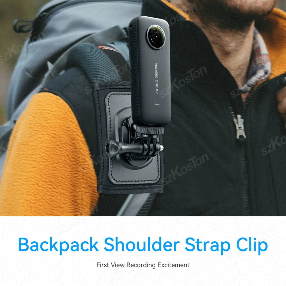 Support de Caméra 360° pour Bandoulière de Sac à Dos - Fixation pour GoPro, DJI Action, Insta360 et Plus BLACKBEARD OUTDOOR INDUSTRIES