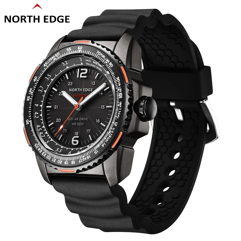 Montre Homme Digitale Militaire NORTH EDGE PHOTON – Sportive, Étanche 50M, Solaire et Lumineuse - BLACKBEARD OUTDOOR INDUSTRIES