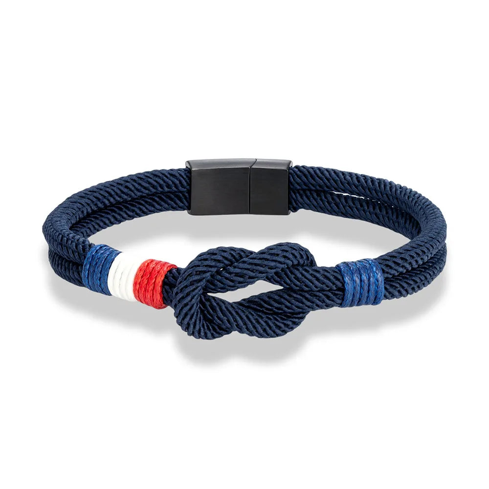 Bracelet Tressé Square Knot en Acier Inoxydable - France Flag Couple Jewelry BLACKBEARD OUTDOOR INDUSTRIES