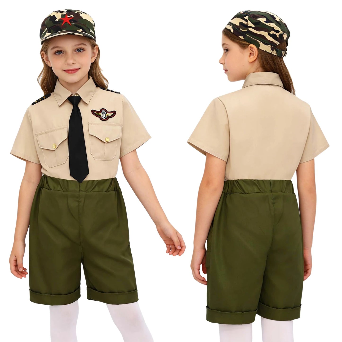 Uniforme Militaire Enfant 4 Pièces – Garçon & Fille | Cosplay, Spectacle, Halloween | 100-160 cm