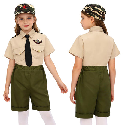 Uniforme Militaire Enfant 4 Pièces – Garçon & Fille | Cosplay, Spectacle, Halloween | 100-160 cm
