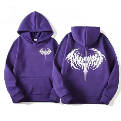 Sweat à capuche gothique femme imprimé, coupe ample