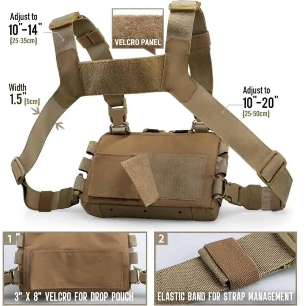 Sac de poitrine MOLLE en nylon 1000D, multi-poches, EDC, mixte