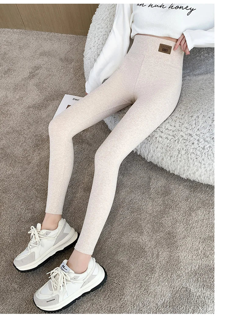 Legging Femme Taille Haute Gris Coton – Confort Slim Fit Grande Taille Automne et Toutes Saisons - BLACKBEARD OUTDOOR INDUSTRIES