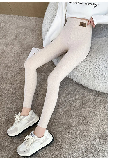 Legging Femme Taille Haute Gris Coton – Confort Slim Fit Grande Taille Automne et Toutes Saisons - BLACKBEARD OUTDOOR INDUSTRIES