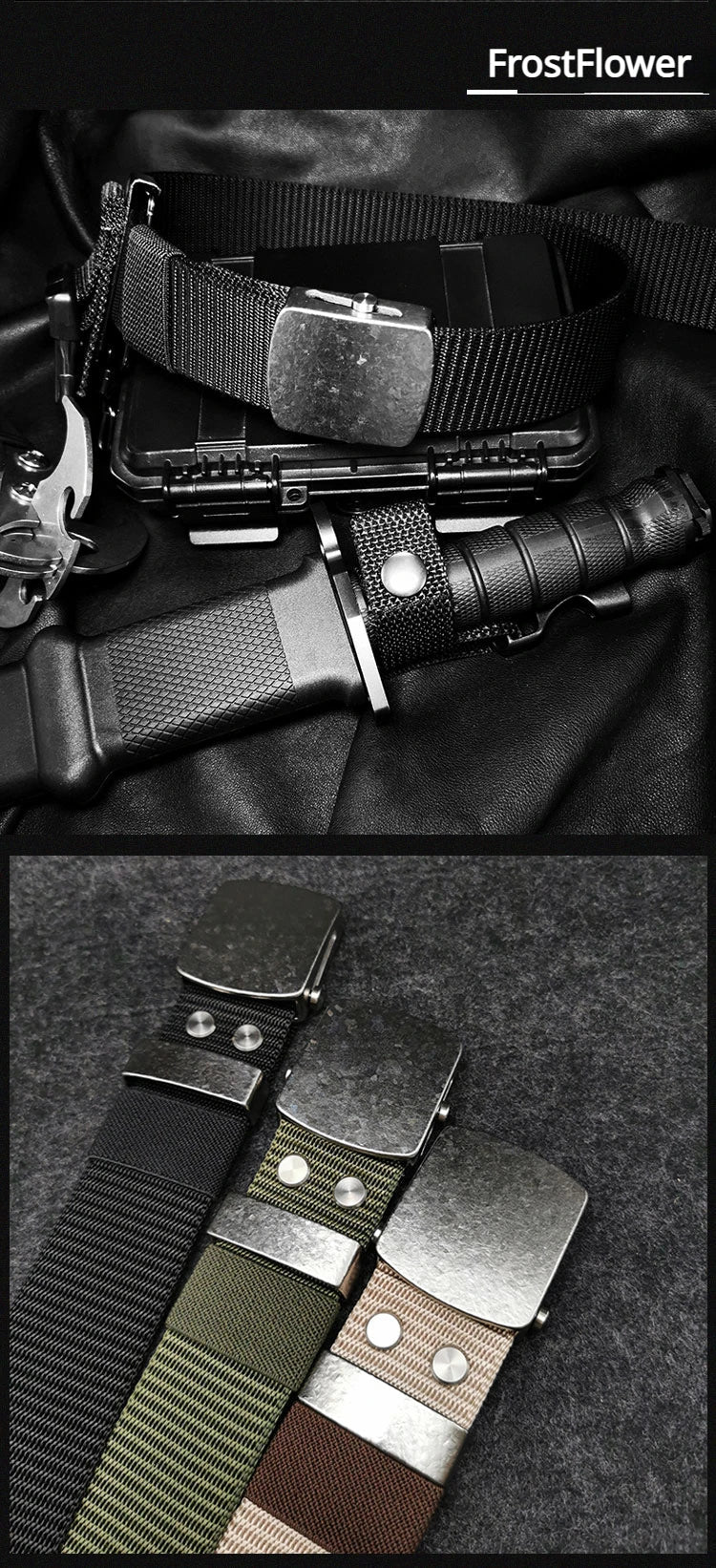 Ceinture Tactique en Nylon avec Boucle Automatique en Titane Pur (35/38 mm) Ma boutique