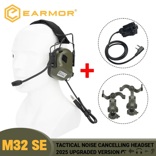 Casque de tir Earmor M32 SE – antibruit électronique avec micro, PTT M51 et support ARC pour casque - BLACKBEARD OUTDOOR INDUSTRIES