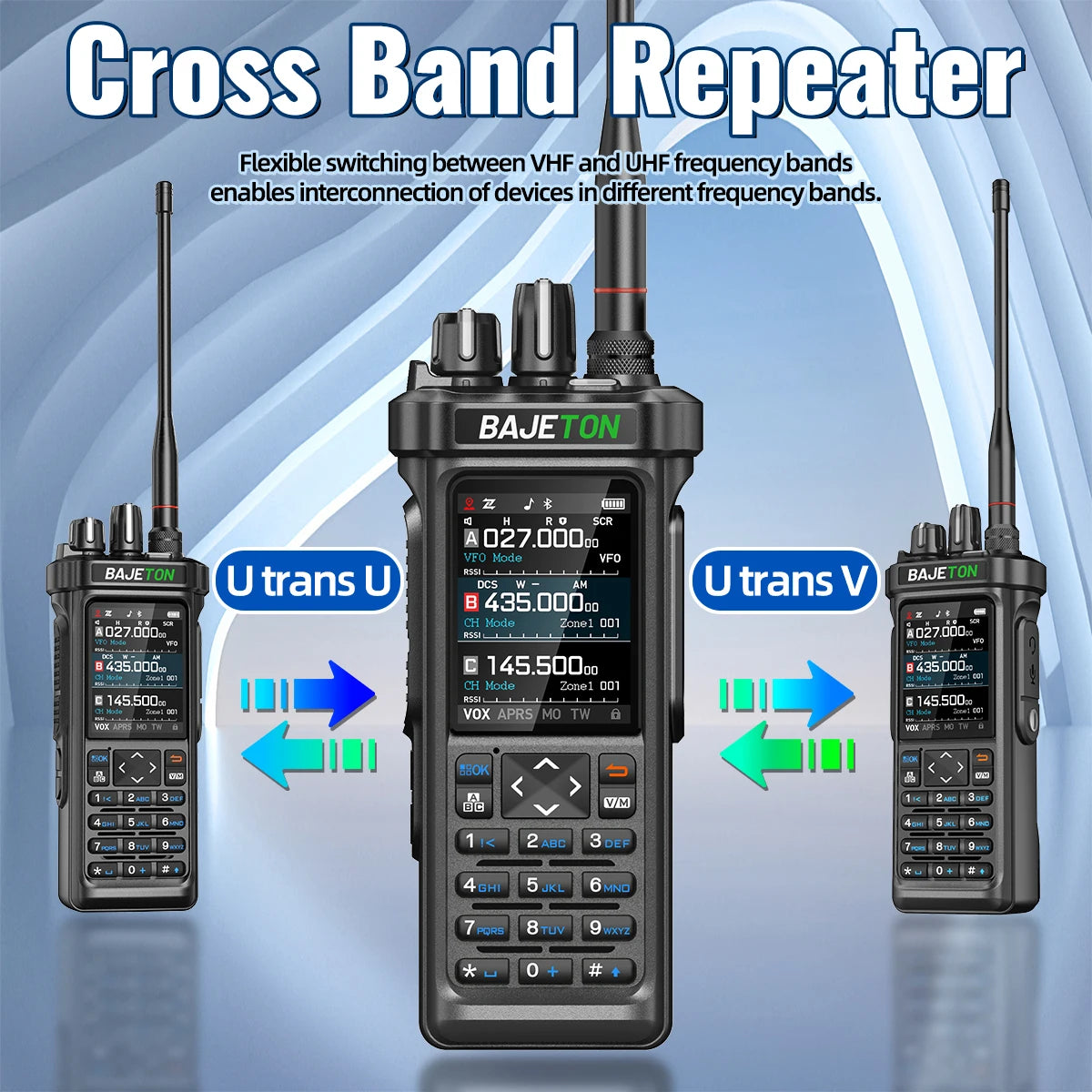 BAJETON BJ-9000 – talkie-walkie APRS GPS 10W, VHF/UHF & CB 27 MHz, récepteur AM/FM/SSB, programmation Bluetooth, USB‑C, triple veille - BLACKBEARD OUTDOOR INDUSTRIES
