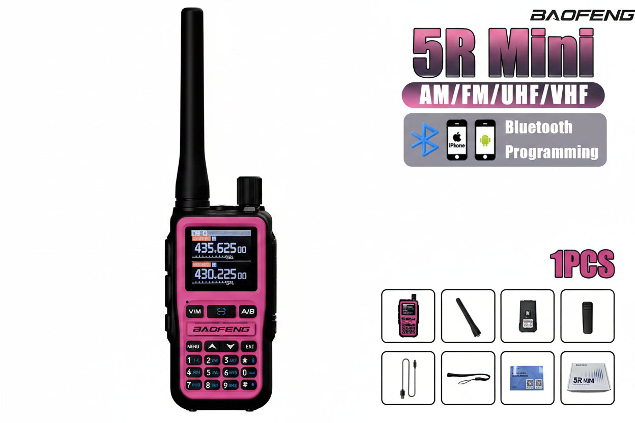 Talkie-Walkie Rose Baofeng U5R Mini – Bluetooth, 999 Canaux, USB-C, IP45