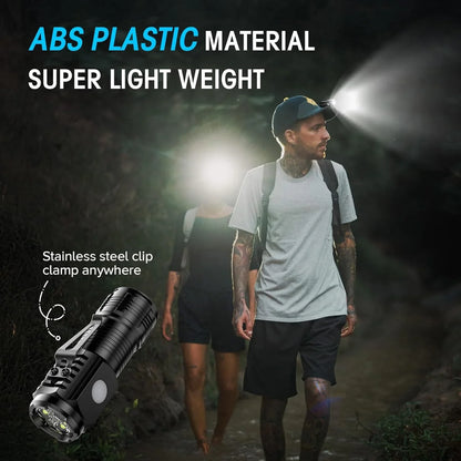 Mini Lampe Torche LED – 3 LEDs Triple Puce, 5 Modes, Rechargeable USB-C, Étanche EDC