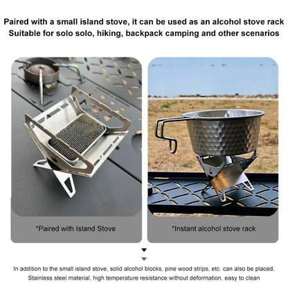 Mini-réchaud à bois pliable en inox pour camping