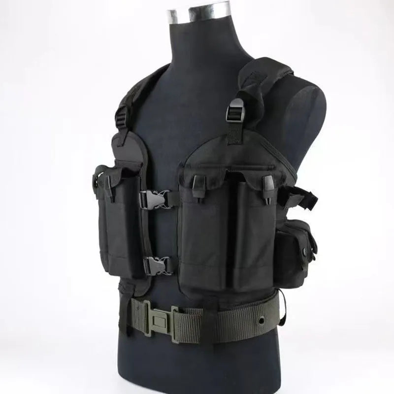 Gilet tactique homme noir en nylon