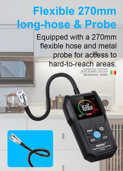 Détecteur de Fuite de Gaz Inflammable – Analyseur de Gaz Naturel, LPG, Méthane, Alcool (50000 PPM/LEL%) avec Sonde Flexible - BLACKBEARD OUTDOOR INDUSTRIES