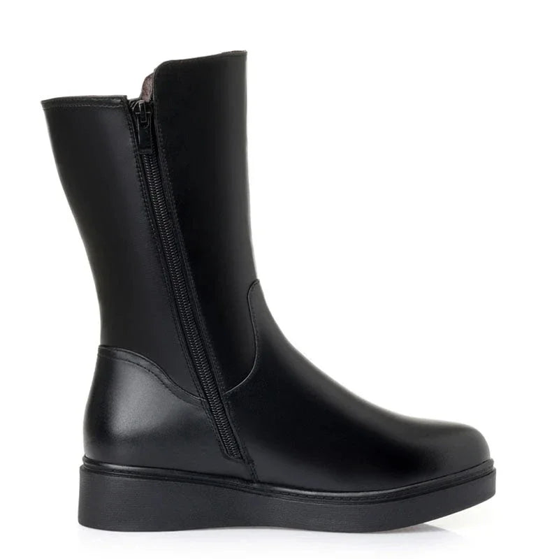 Bottes Neige Femme en Cuir – Fourrées Laine Épaisse | Confort & Chaleur | Tailles 35 à 43 - BLACKBEARD OUTDOOR INDUSTRIES