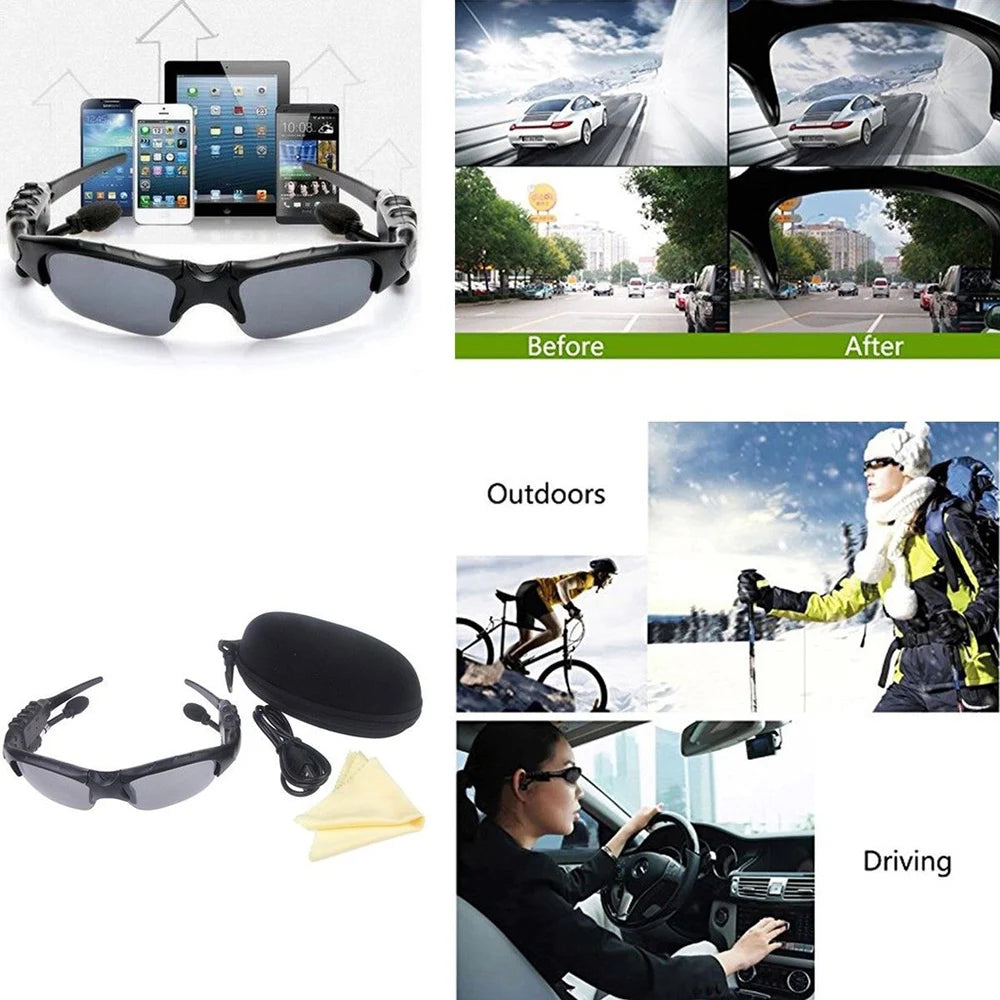 Lunettes Tactiques Bluetooth – Oreillettes Intégrées, Verres Polarisés UV | Outdoor & Sport