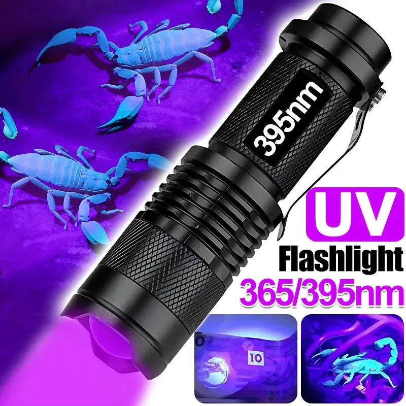 Lampe Torche UV LED 395nm / 365nm – Ultra-Violet Mini | Zoom Réglable | Détecteur de Taches d’Urine, Inspection, Détection de Fuites Ma boutique