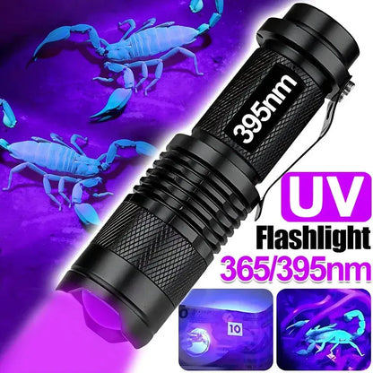 Lampe Torche UV LED 395nm / 365nm – Ultra-Violet Mini | Zoom Réglable | Détecteur de Taches d’Urine, Inspection, Détection de Fuites Ma boutique