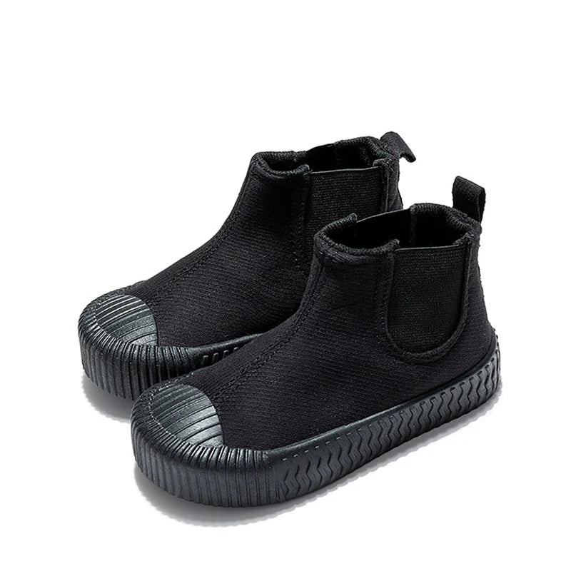 Bottines Mi-Mollet Enfant Toile Antidérapantes – Boots Fashion Unisexe Printemps EU 22-31