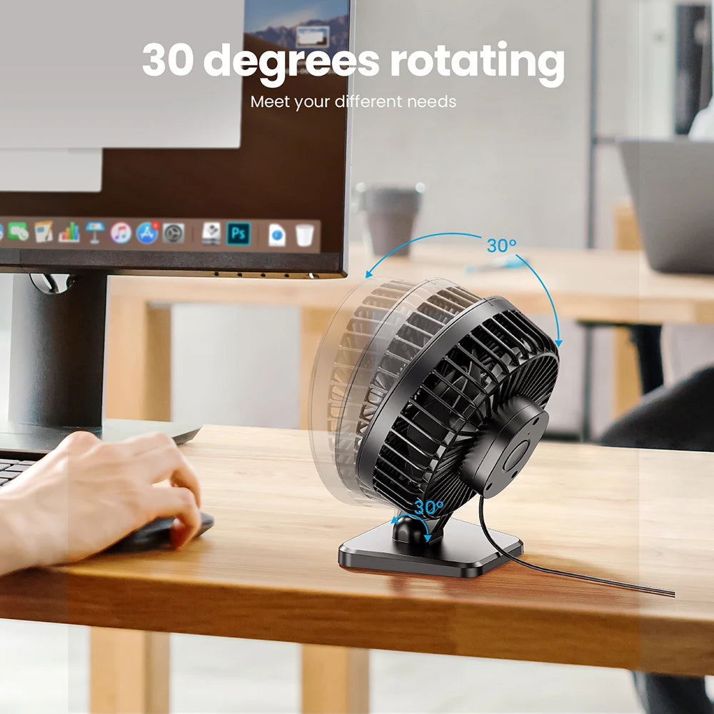 Ventilateur USB de Bureau GAIATOP – Mini Ventilateur Portable 3 Vitesses, Silencieux, 5W