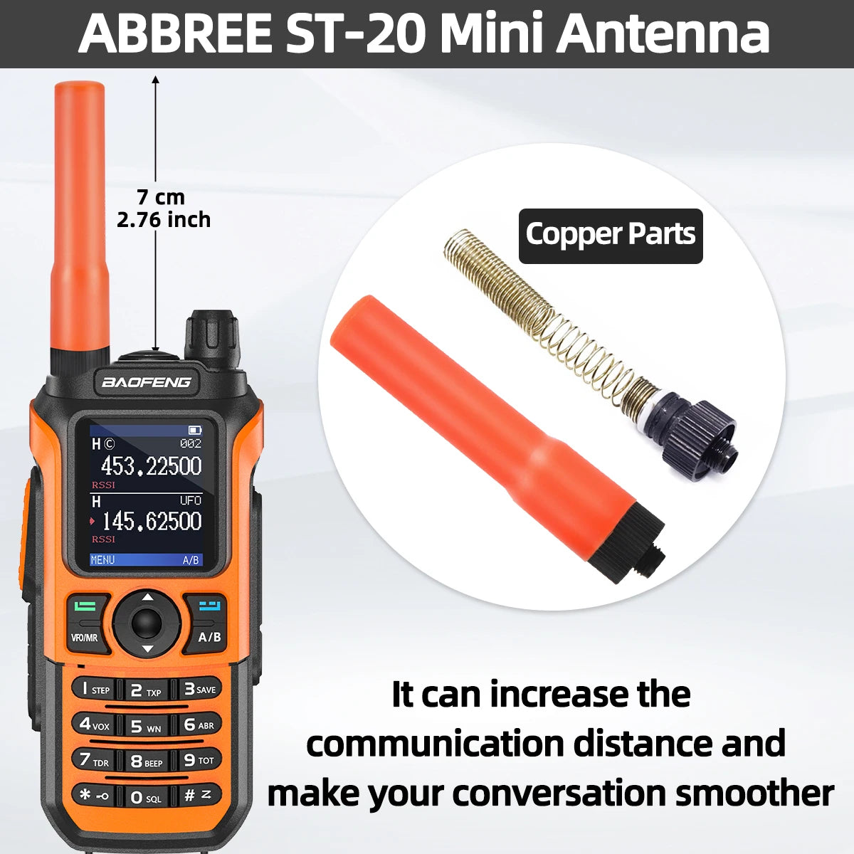 Antenne Mini ABBREE SF-20 SMA-Femelle VHF/UHF – Baofeng & Quansheng