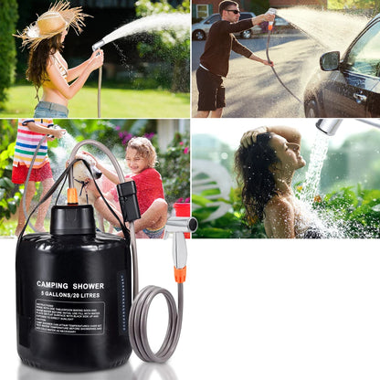 Douche de camping rechargeable USB-C – Kit avec poche d’eau 20 L