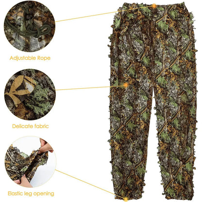 Combinaison Ghillie 3D Camouflage Tactique – Tenue de Chasse, Airsoft & Sniper | Homme, Femme, Enfant