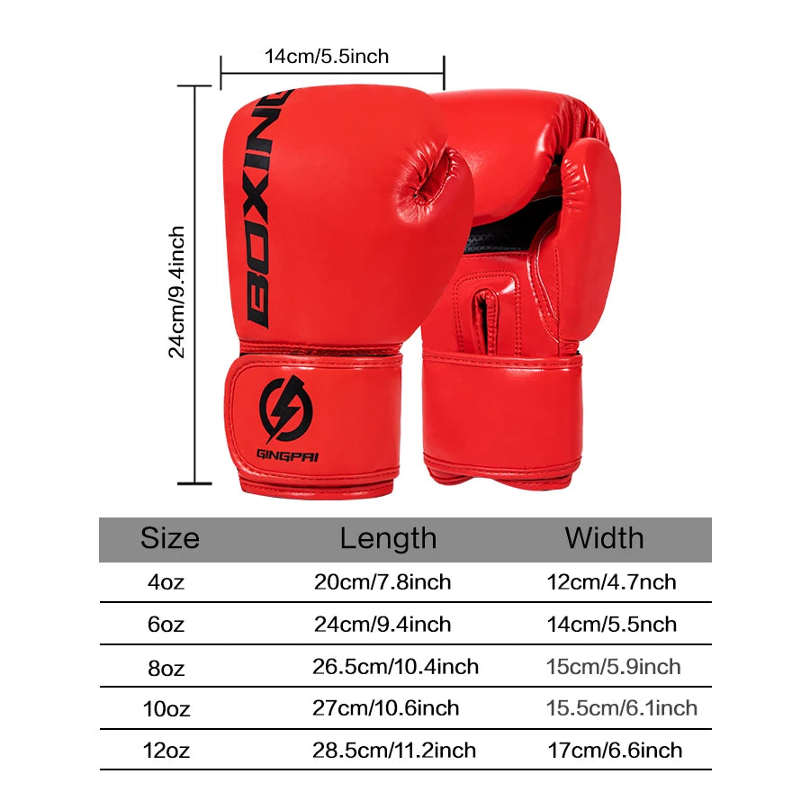 Gants de Boxe Adulte Cuir PU – Entraînement, Compétition, MMA, Sac de Frappe | 4 à 12 oz | 7 Coloris - BLACKBEARD OUTDOOR INDUSTRIES