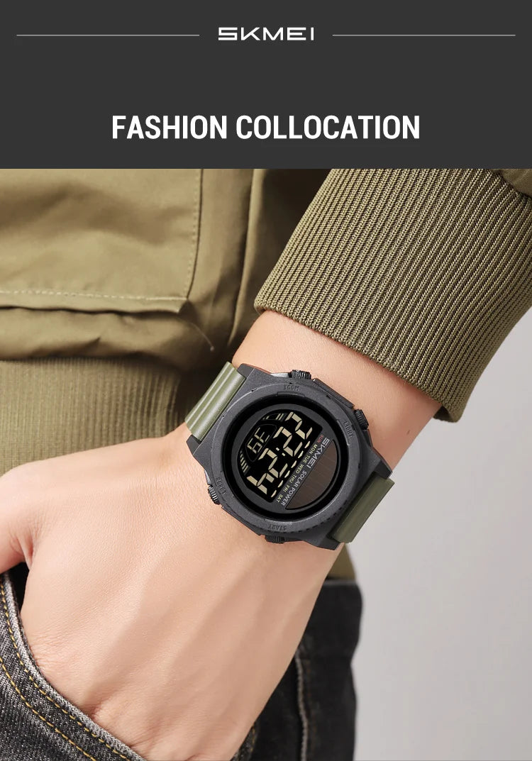 Montre Digitale Sportive Homme SKMEI 2358 – Énergie Solaire, Étanche 5Bar, Chronographe - BLACKBEARD OUTDOOR INDUSTRIES