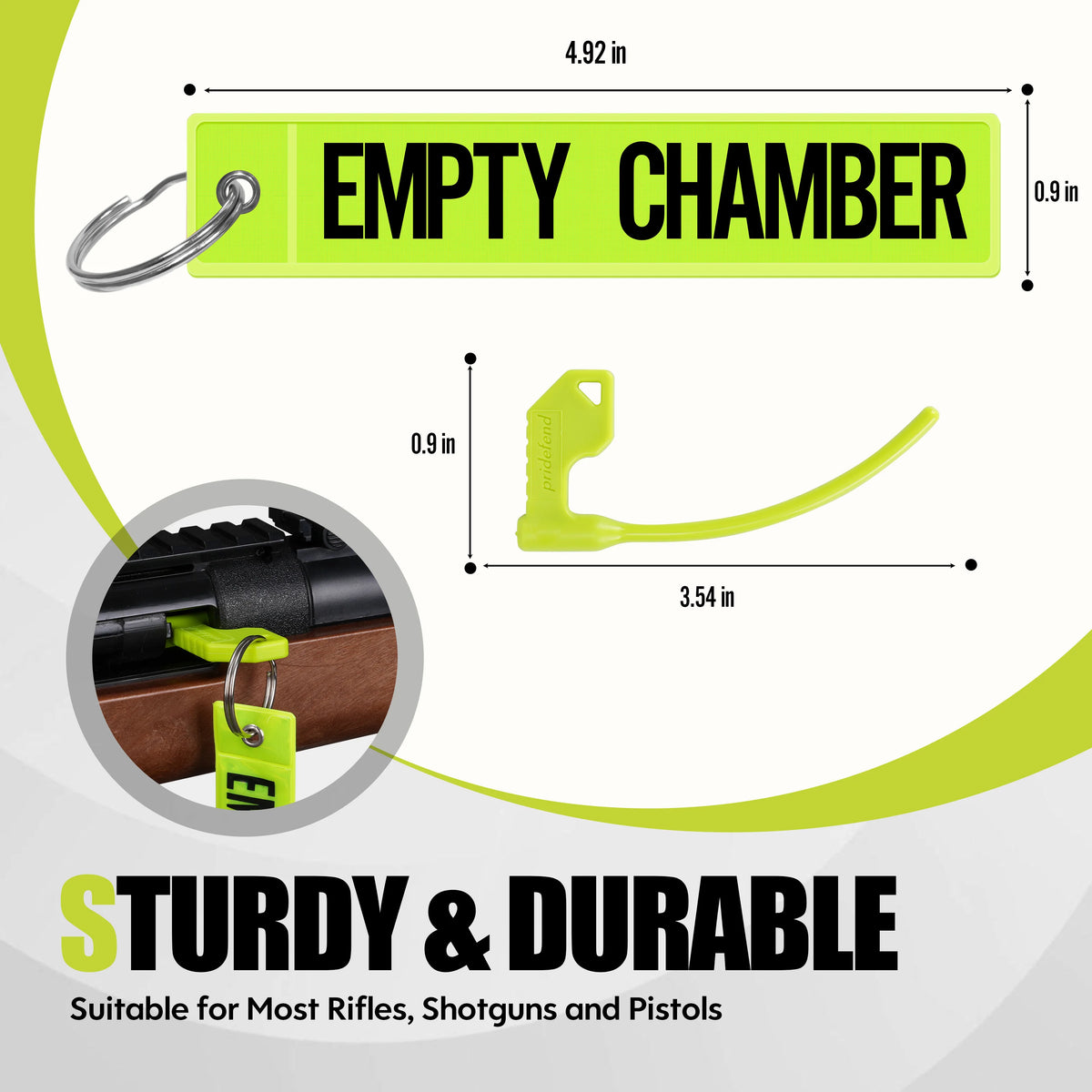 Indicateurs de chambre vide pour arme – lot de 10, vert ou orange