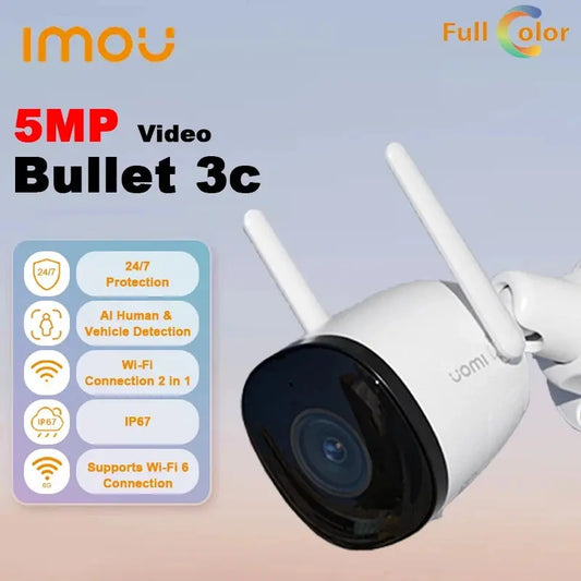 🔐 Caméra de Surveillance Extérieure IMOU Bullet 3C – 5MP 3K UHD | WiFi 6 | Détection Humaine & Véhicule | IP67 | Vision Nocturne Ma boutique