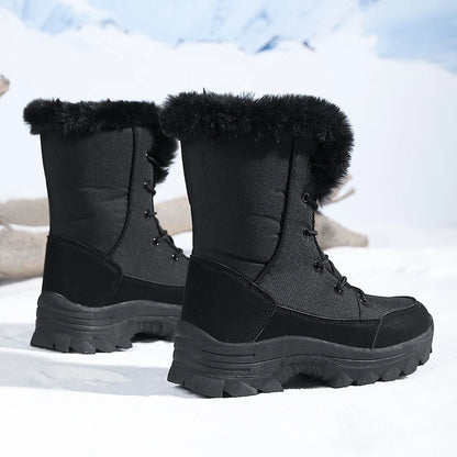 Bottes de neige femme noires à doublure pelucheuse