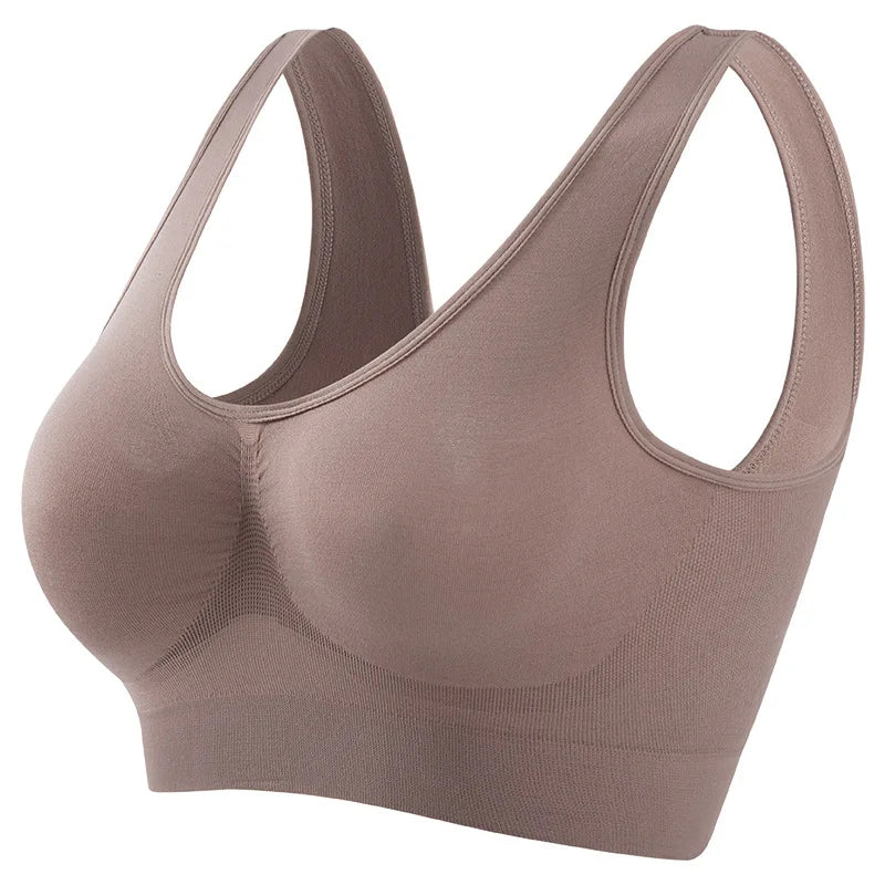 Brassière Sport Femme Sans Armature Grande Taille – Rembourrage Amovible, Sans Couture, Yoga & Running – S à 5XL