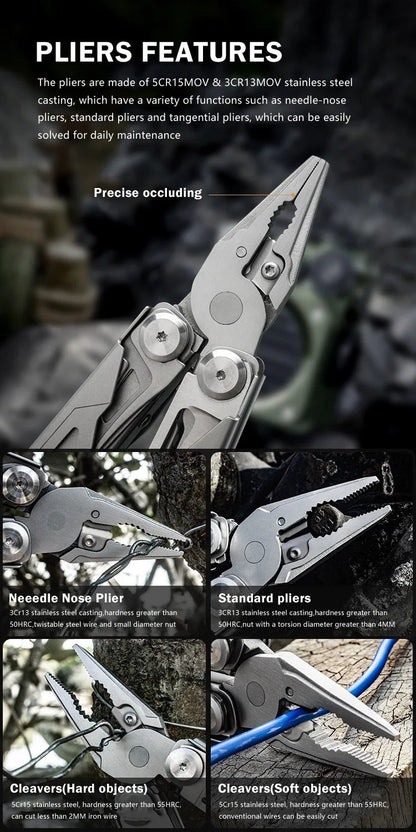 Outdoor Camping Multi Tools Folding Survival Gear Plier Knife Wire Stripper Outdoor Mini Portable Hand Tools Knife, Scissors ﻿ BLACKBEARD OUTDOOR INDUSTRIES