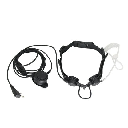 Micro Laryngophone Imperméable + PTT Doigt – Casque Tube Acoustique Talkie-Walkie BaoFeng, Kenwood, TYT