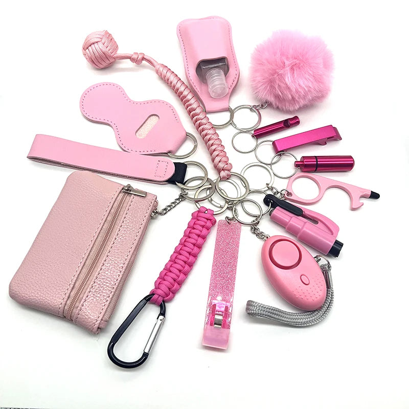 Kit porte-clés de sécurité multifonction 15 pièces