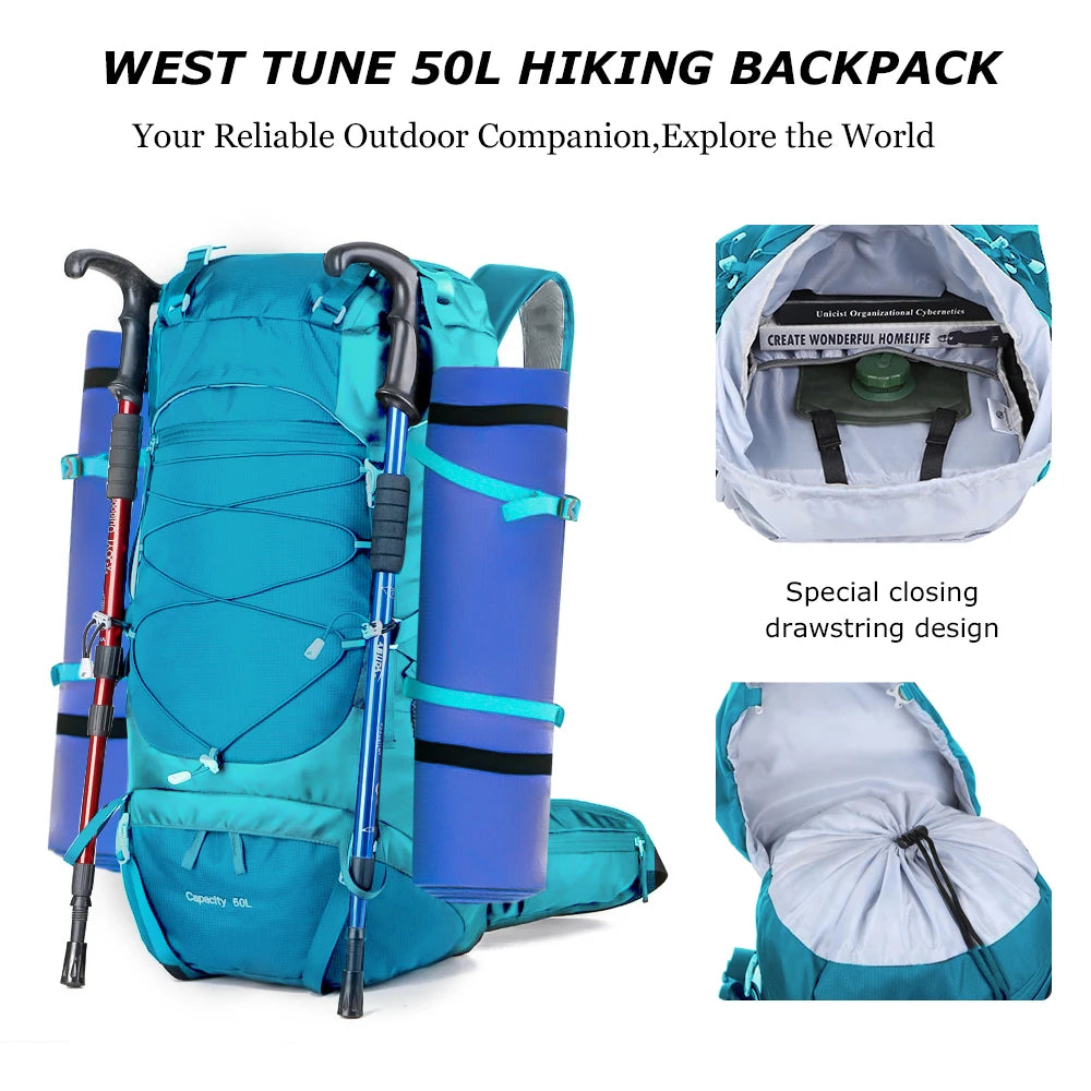 Sac à dos randonnée 50 L avec housse de pluie