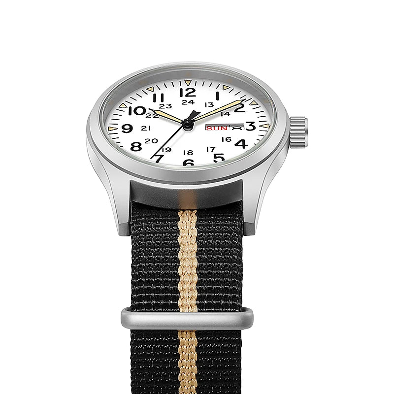 Montre de terrain K7105 – 38 mm, bracelet nylon et aiguilles lumineuses