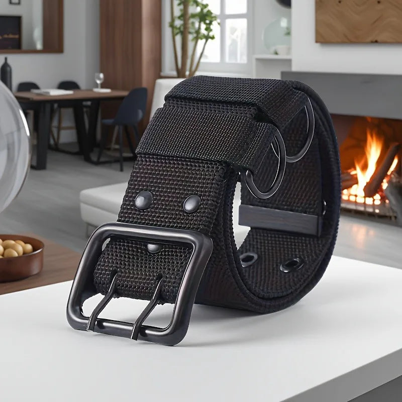 Ceinture Tactique Coton Double Trous – Homme, Outdoor, 110 à 140 cm